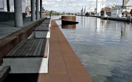 Gitterriste i Corten-stål ved Odense Havn