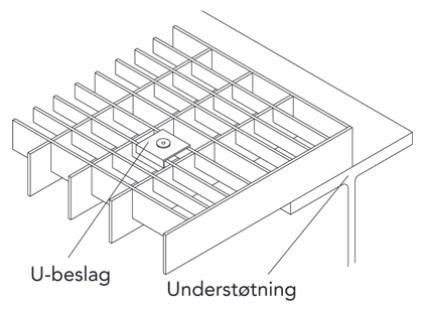 Tegning af U-beslag - overpart Spændebeslag til 9x30